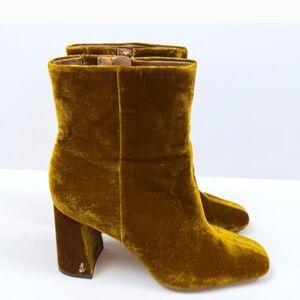 Sam Edelman Booties Gold Velvet Women's Fawn 2 Block Heel